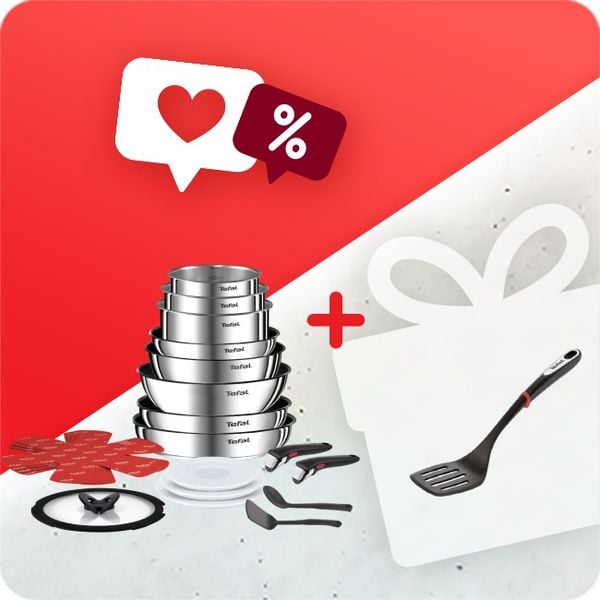 Pachet PROMO Set 20 piese Tefal Ingenio Emotion L897SJ04 inductie & Spatulă cu fante Ingenio K2060814