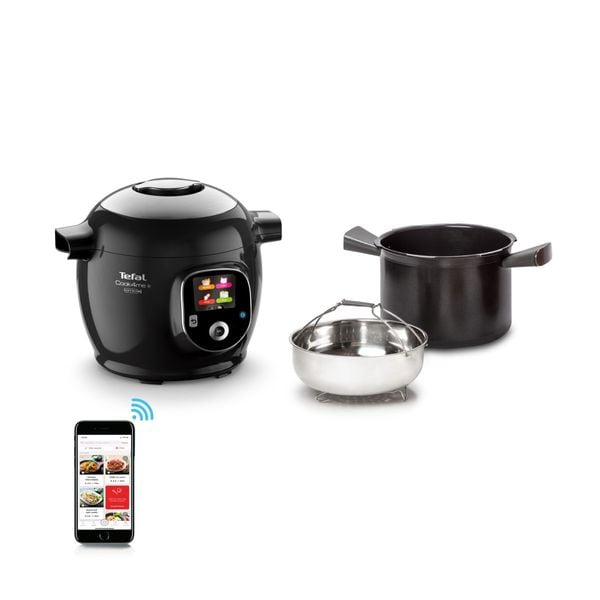 Pachet PROMO Multicooker inteligent Tefal Cook4Me+ Connect CY855830 & Set de 8 recipiente de sticla cu capac si suport Tefal XA6140E0