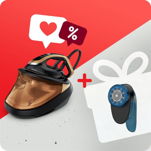 Pachet PROMO Stație de călcat cu boiler de înaltă presiune Tefal Pro Express Vision GV9820E0 & Aparat pentru îndepărtarea scamelor JB1011E0 Pachet PROMO Stație de călcat cu boiler de înaltă presiune Tefal Pro Express Vision GV9820E0 & Aparat pentru îndepărtarea scamelor JB1011E0