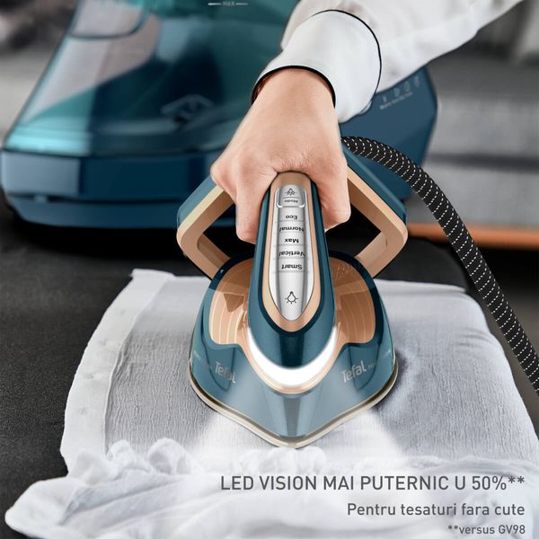 Pachet PROMO Stație de călcat de înaltă presiune Tefal Pro Express Vision Max GV9920E0 & Aparat pentru îndepărtarea scamelor Rowenta Easy Care JA8001E0
