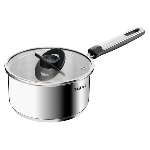 Pachet PROMO Tefal Emotion+, 5 piese, 2 cratite cu capac 16/18 cm, tigai 24/28 cm, tigaie Wok 28 cm, inox, inductie, argintiu