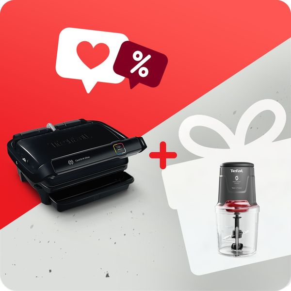 Pachet PROMO Gratar electric OptiGrill Elite GC750830 & Tocator Tefal Easy Press MQ740HF0