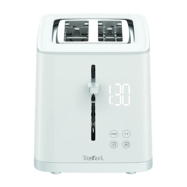 Prăjitor de p&acirc;ine Tefal Sense TT693110, 850W, 4 funcții dedicate, 7 trepte de rumenire, fante cu lățime variabilă, tavă firimituri, alb