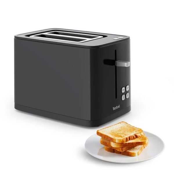 Prajitor de paine Tefal Smart'n Light TT640810, 850W, 2 felii, ecran digital, 3 functii dedicate, 7 niveluri de rumenire, negru