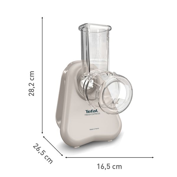 Razatoare electrica 3-in-1 Tefal Fresh Express DN853BE0, 150W, sistem de ventilatie, 3 conuri detasabile pentru razuire fina & grosiera, feliere, gri