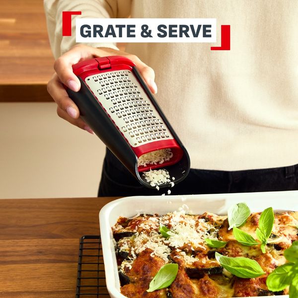 Razatoare Tefal Ingenio+ K4281034, inox, 2 fete de razuire, compatibilitate cu masina de spalat vase, rosu & negru
