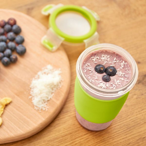 Recipient pentru smoothie Tefal MasterSeal To Go N1071510, 450 ml, 100% etans, capac cu clips, verde
