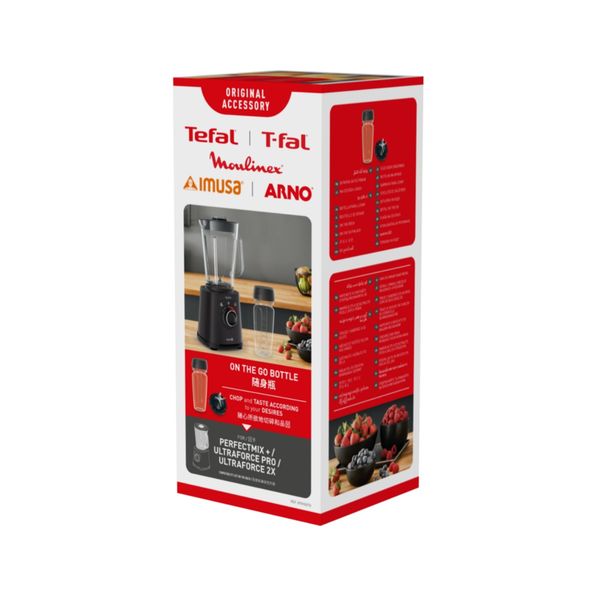 Recipient portabil Tefal On The Go XF81G0T0, Tritan®, 600 ml, lame integrate, compatibil cu blenderele Tefal Perfect Mix+, Ultraforce, Ultraforce 2x, transparent