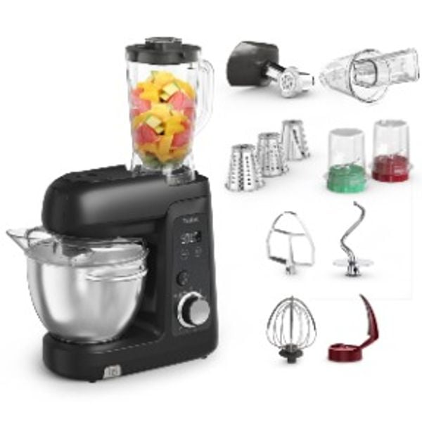 Robot de bucatarie Tefal Bake Partner+ QB5458F0, 1100 W, 4.6 L, cantar incorporat, functie Smart Bake Detect, accesorii complete, negru
