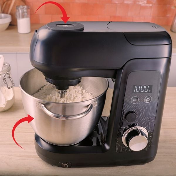 Robot de bucatarie Tefal Bake Partner+ QB5458F0, 1100 W, 4.6 L, cantar incorporat, functie Smart Bake Detect, accesorii complete, negru