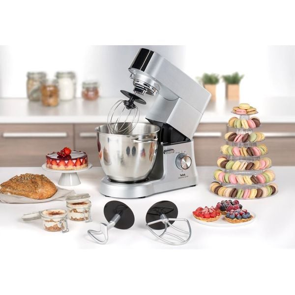 Robot de bucatarie planetar Masterchef Grande TEFAL QB813D38, 1500 W, 8 viteze, bol 6.7 l, 6 accesorii, argintiu
