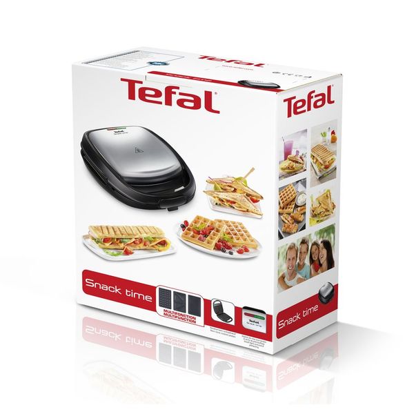 Sandwich maker multifuncțional 3in1 SNACK TIME SW342D38, 3 plăci, indicator sf&acirc;rşit pre&icirc;ncălzire, măner izolat,  dispozitiv pentru blocare inox/negru