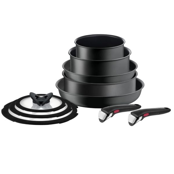 Set 10 piese Tefal Ingenio Ultimate L7649153, oala 16 / 20 cm, tigaie wok 24 cm, tigaie saute 24 cm, tigaie 28 cm, 2 mânere, capace de sticlă 16 / 20 / 24 cm, înveliș antiaderent, negru Set 10 piese Tefal Ingenio Ultimate L7649153, oala 16 / 20 cm, tigaie wok 24 cm, tigaie saute 24 cm, tigaie 28 cm, 2 mânere, capace de sticlă 16 / 20 / 24 cm, înveliș antiaderent, negru