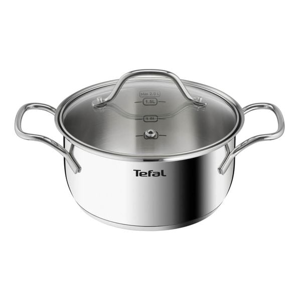 Set 10 piese Tefal Intuition B864SA74, cratiță cu m&acirc;ner de 16 cm, cratițe și oale cu m&acirc;nere 18/20/22/24 cm, oțel inoxidabil, inducție, 5 capace de sticlă