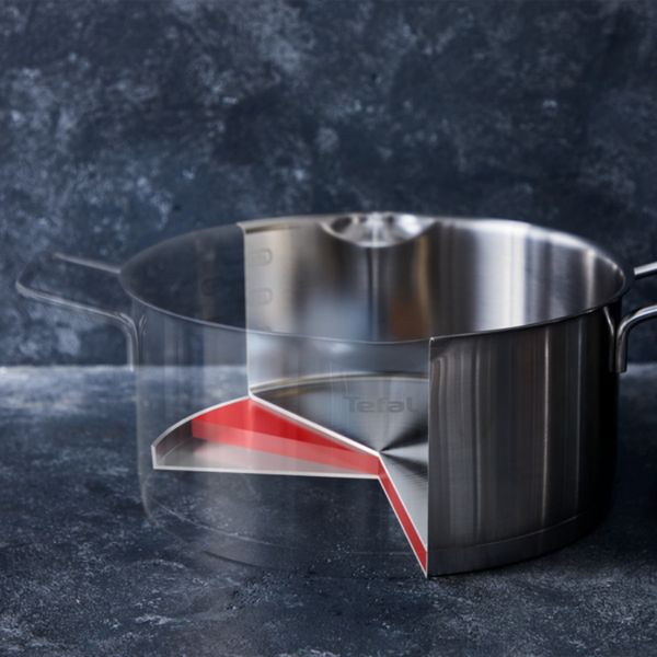 Set 10 piese Tefal Nordica H852SA56, craticioara 16 cm, oale 18/20/24 cm, oala pentru paste 22 cm, capace din sticla cu strecurare, inox, baza Thermo-Fusion™, gradatii interioare, compatibil inductie, argintiu