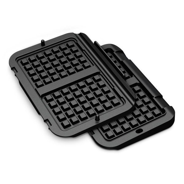 Set 2 plăci pentru gofre Tefal XA730810, compatibile cu OptiGrill 4 &icirc;n 1 și OptiGrill 2 &icirc;n 1, seriile GC774xx, GC773xx, GC772xx, negru