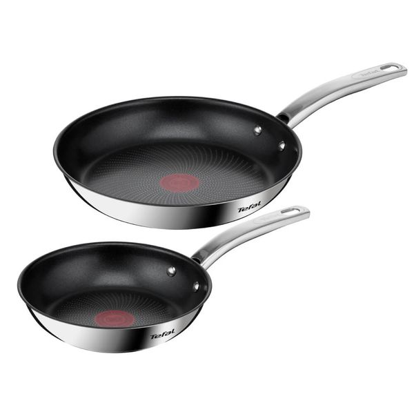Set de tigăi cu 2 piese Tefal Intuition B817S255 de 20/26 cm, Thermo-Signal&trade;, inductie, &icirc;nveliș antiaderent, exterior inox