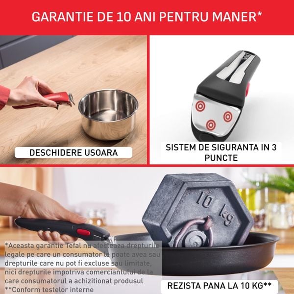 Set 22 piese Tefal Ingenio Emotion L897SM74, cratițe 16/18/20 cm, tigăi 22/24/26/28 cm, tigaie saute 24 cm, wok 26 cm, capace 16/18/20 cm, 2 m&acirc;nere, 4 spatule, 4 protecții tigăi, argintiu