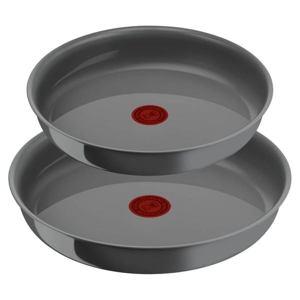 Set de 3 piese Tefal Ingenio Renew L2609502, tigaie de 24/28 cm, m&acirc;ner detașabil, &icirc;nveliș antiaderent, indicator Thermo-Signal&trade;, gri