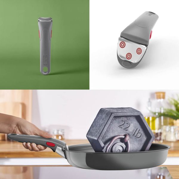 Set de 3 piese Tefal Ingenio Renew L2609502, tigaie de 24/28 cm, m&acirc;ner detașabil, &icirc;nveliș antiaderent, indicator Thermo-Signal&trade;, gri