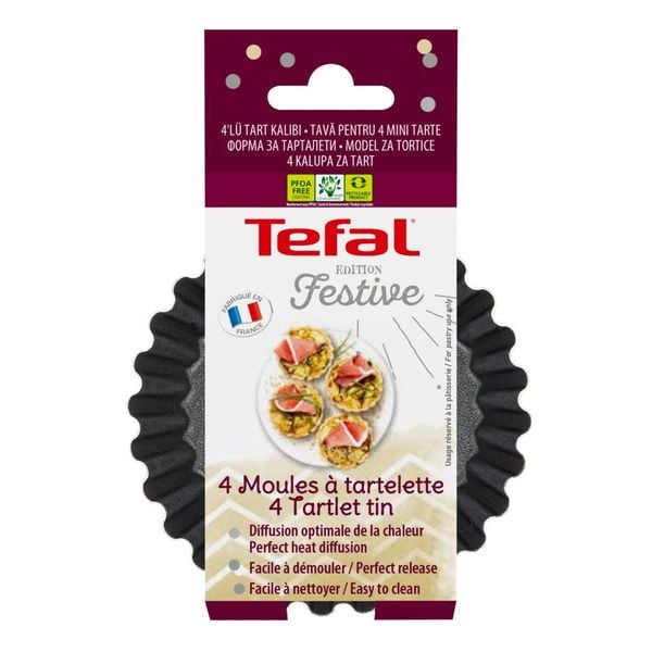 Set 4 forme pentru copt briose Tefal PerfectBake J5558102, 11 cm, &icirc;nveliș antiaderent
