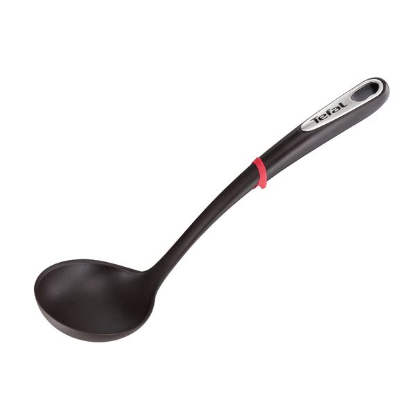 Set 4 ustensile de bucatarie Tefal Ingenio K206S424, suport, polonic, spatula si tel, negru & rosu