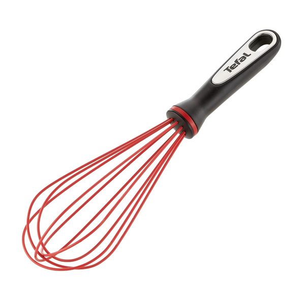 Set 4 ustensile de bucatarie Tefal Ingenio K206S424, suport, polonic, spatula si tel, negru & rosu