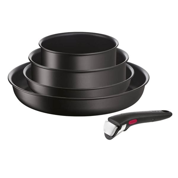 Set de 5 piese Tefal Ingenio Eco Resist L3979253, tigaie de 22/28 cm, cratiță de 16/20 cm, mâner detașabil, indicator Thermo-Signal™, înveliș antiaderent Titanium Anti-Scratch, negru Set de 5 piese Tefal Ingenio Eco Resist L3979253, tigaie de 22/28 cm, cratiță de 16/20 cm, mâner detașabil, indicator Thermo-Signal™, înveliș antiaderent Titanium Anti-Scratch, negru