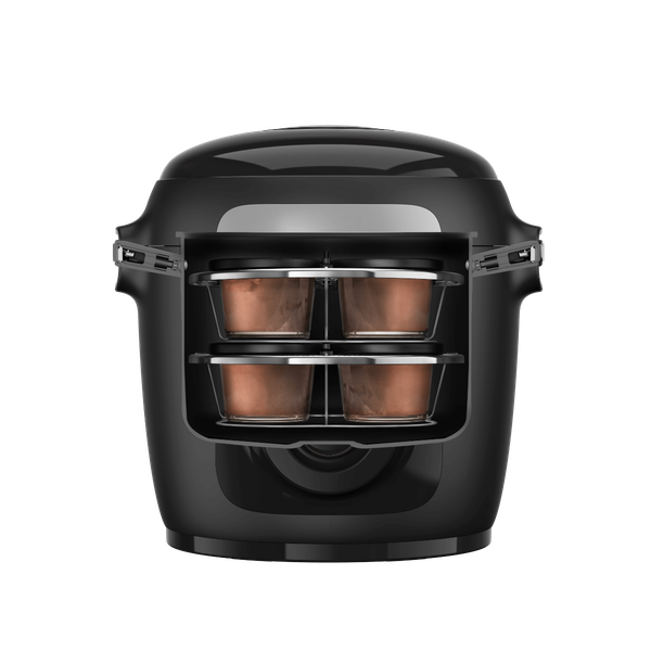 Set de 8 recipiente de sticlă cu capac și suport Tefal XA6140E0, compatibile cu aparatul de gătit multicooker Tefal Cook4me, seriile CY85xx, CY91xx, CY94xx si CY96xx, transparent