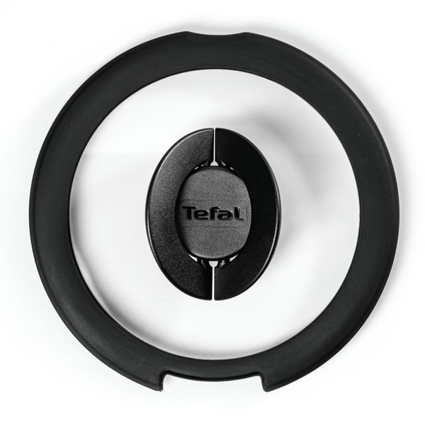 Set 3 capace Tefal Ingenio L9849053, 16 / 18 / 20 cm, sticla, design stivuibil, manere rabatabile, transparent
