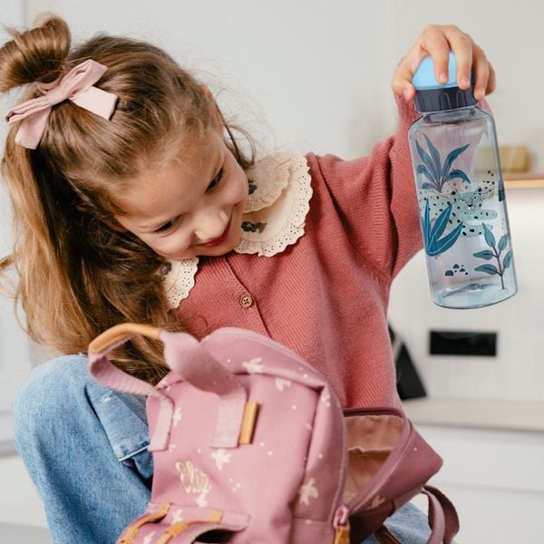 Set copii EMSA N3052300, 2 piese, sticla apa TRITAN 0.6 L + recipient pentru alimente, 100% etans, separator reglabil si detasabil, compatibil masina de spalat vase, albastru