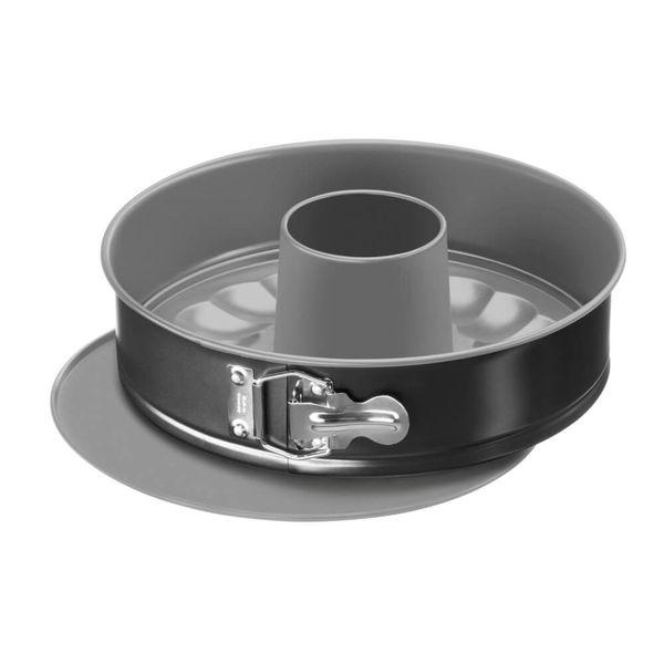 Set 3 piese pentru copt Tefal Easybake J174S274, formă rotundă cu margini detașabile 25 cm, bază pentru savarină, tavă dreptunghiulară 26cm, &icirc;nveliș antiaderent, gri
