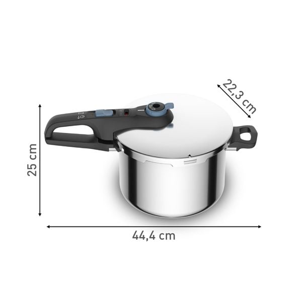 Set de 2 oale sub presiune Tefal Secure Trendy P2584301, 4 / 6 L, sistem siguranta in 5 puncte, 2 programe de gatire, compatibil cu inductia, argintiu