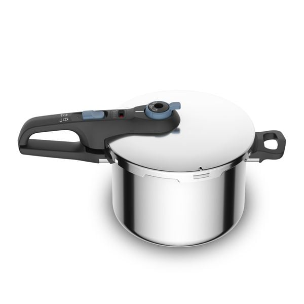 Set de 2 oale sub presiune Tefal Secure Trendy P2584301, 4 / 6 L, sistem siguranta in 5 puncte, 2 programe de gatire, compatibil cu inductia, argintiu