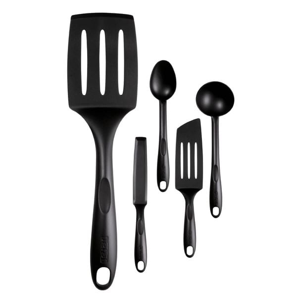 Set de 5 piese Tefal Bienvenue K001A504, rezistent la temperaturi &icirc;nalte, nylon cu 15% fibră de sticlă, negru