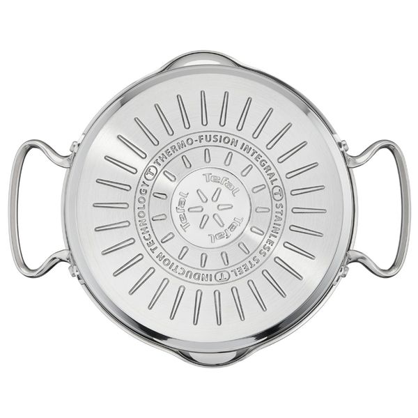 Set de 7 piese Tefal Duetto+ G719S735, oale cu capac de sticlă 16 / 20 / 24 cm, cratiță 16 cm, inducție, inox, m&acirc;nere nituite, margini turnare, gradații interioare, argintiu