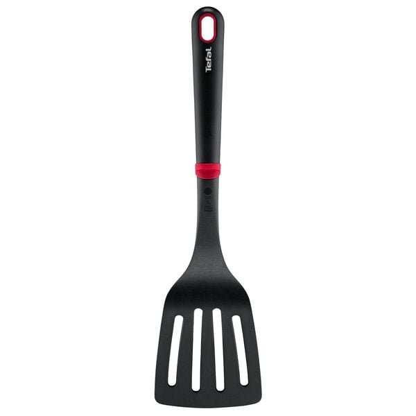 Spatula cu fante Tefal Ingenio+ K1984634, rezistenta la temperaturi inalte, compatibilitate cu masina de spalat vase, plastic, negru & rosu
