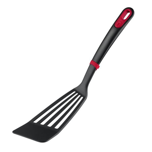 Spatula cu fante Tefal Ingenio+ K1984734, rezistenta la temperaturi inalte, compatibilitate cu masina de spalat vase, plastic, negru & rosu