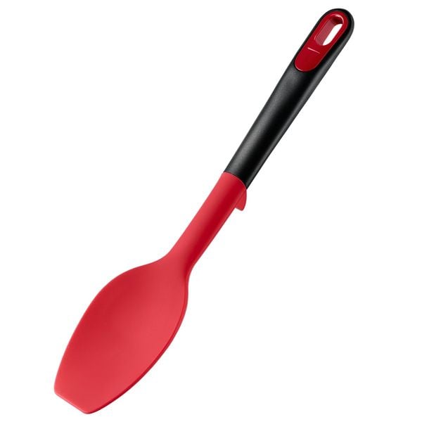 Spatula tip lingura Tefal Ingenio+ K1984534, rezistenta la temperaturi inalte, compatibilitate cu masina de spalat vase, silicon, rosu & negru