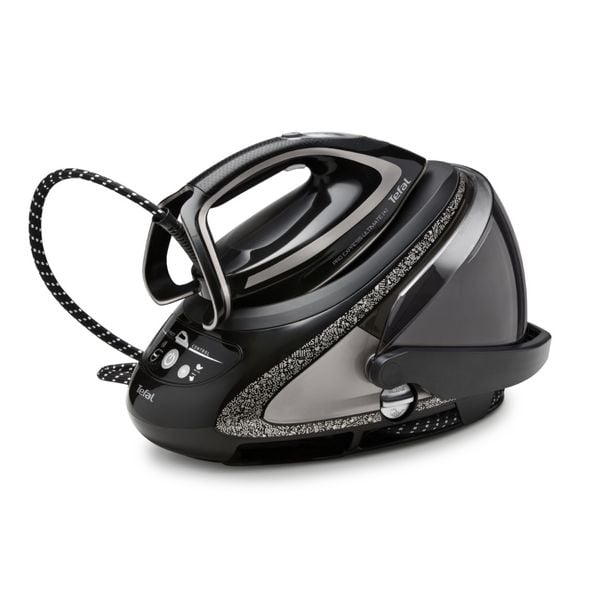 Stație de călcat de &icirc;naltă presiune Tefal Pro Express Ultimate+ GV9620E0, 2600W, 8 bari, abur variabil 0 - 180 g/min, jet de abur pana la 650 g/min, abur vertical, rezervor apă 1.9L, negru & argintiu