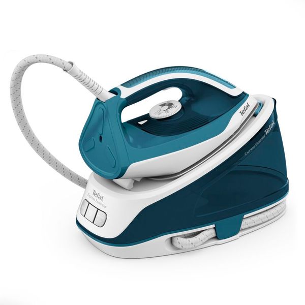 Stație de călcat cu abur Tefal Express Essential SV6115E0, 2200W, 5.2 bar, jet abur 280 g/min, capacitate recipient 1.4L, tehnologie Calc Clear, talpă Xpress Glide, alb/verde Stație de călcat cu abur Tefal Express Essential SV6115E0, 2200W, 5.2 bar, jet abur 280 g/min, capacitate recipient 1.4L, tehnologie Calc Clear, talpă Xpress Glide, alb/verde