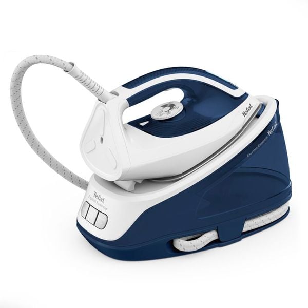 Stație de călcat cu abur TEFAL Express Essential SV6116E0, 2200W, 270g/min, 1.4l, talpă ceramică, alb-albastru