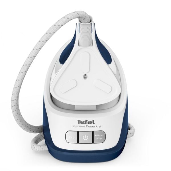 Stație de călcat cu abur TEFAL Express Essential SV6116E0, 2200W, 270g/min, 1.4l, talpă ceramică, alb-albastru