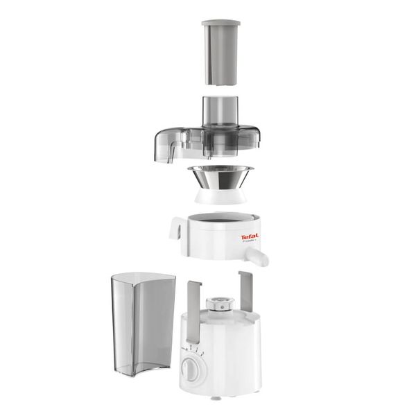 Storcător de fructe și legume Tefal Frutelia+ ZE370138, 350W, 2 viteze, recipient pulpă 0.95L, funcție Pulse, alb