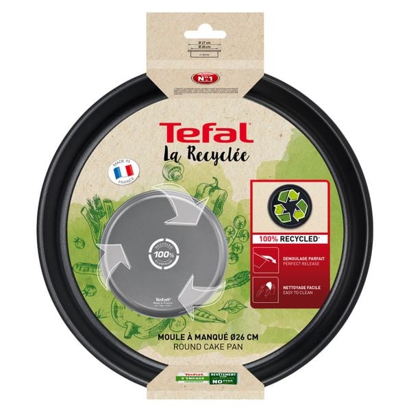 Tavă de copt rotundă Tefal La Recyclée J5709702, 26 cm, înveliș antiaderent, aluminiu, gri Tavă de copt rotundă Tefal La Recyclée J5709702, 26 cm, înveliș antiaderent, aluminiu, gri