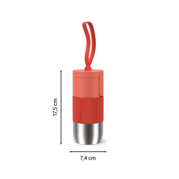 Termos Tefal beYou N2190310, inox, 0.36 L, 100% etanș, capac tip flip, argintiu & portocaliu