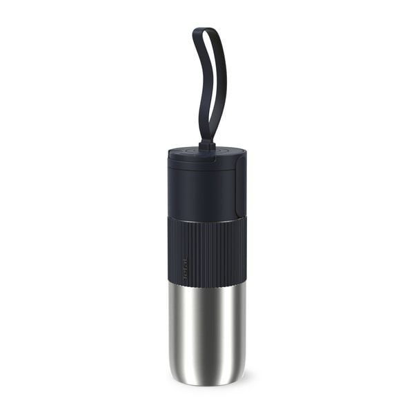 Termos Tefal beYou N2190710, inox, 0.5 L, 100% etanș, capac tip flip, argintiu & negru