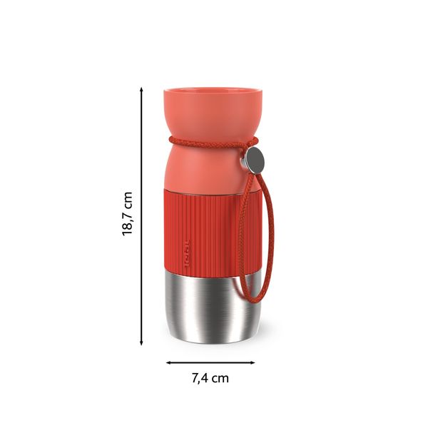Termos Tefal beYou N2191510, inox, 0.36 L, 100% etanș, capac Quick Press, argintiu & portocaliu