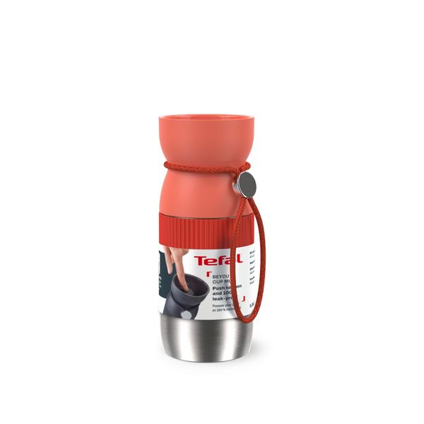 Termos Tefal beYou N2191510, inox, 0.36 L, 100% etanș, capac Quick Press, argintiu & portocaliu