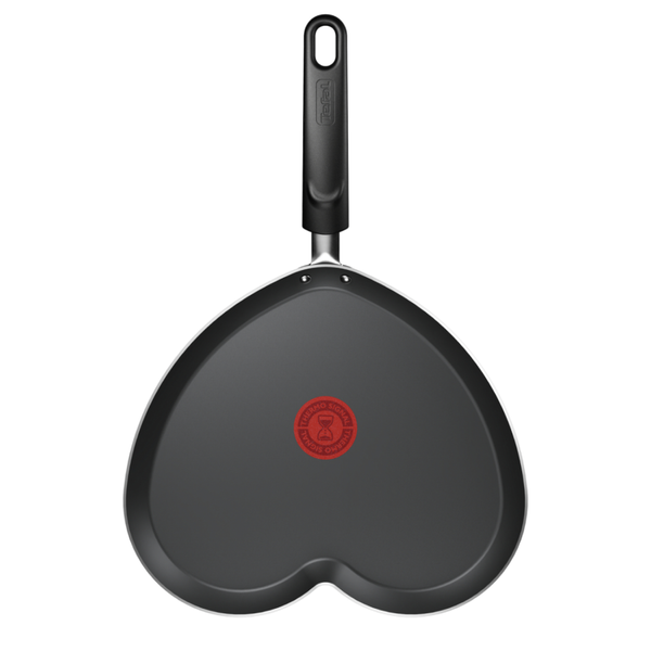 Tigaie de clătite &icirc;n formă de inimă Tefal Pancake Day B0141002, 25 cm, &icirc;nveliș antiaderent, indicator Thermo-Signal, baza Diffusion, roșu & negru